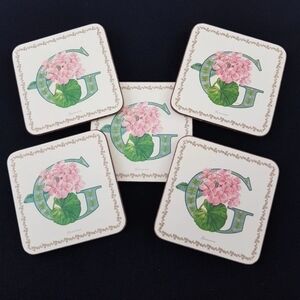 Vintage Pimpernel Geranium Coasters: Alphabet G, England (Set of 5)